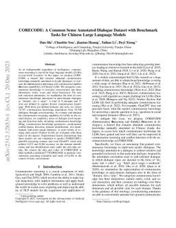 CORECODE: A Common Sense Annotated Dialogue Dataset with Benchmark Tasks
  for Chinese Large Language Models