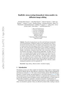 RadEdit: stress-testing biomedical vision models via diffusion image
  editing