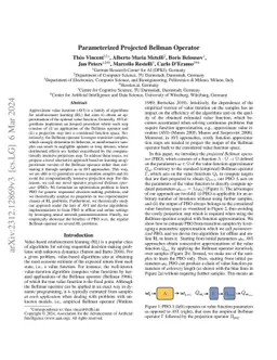 Parameterized Projected Bellman Operator