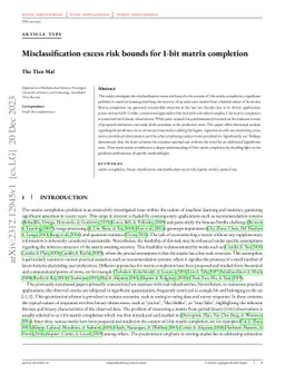 Misclassification excess risk bounds for 1-bit matrix completion