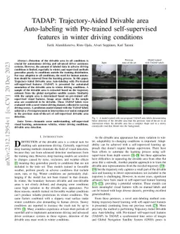 TADAP: Trajectory-Aided Drivable area Auto-labeling with Pre-trained
  self-supervised features in winter driving conditions