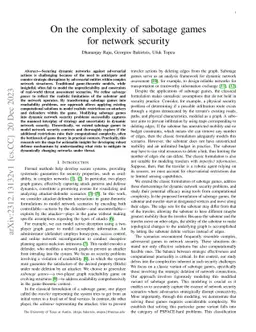 On the complexity of sabotage games for network security