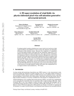 A 3D super-resolution of wind fields via physics-informed pixel-wise
  self-attention generative adversarial network