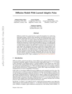 Diffusion Models With Learned Adaptive Noise