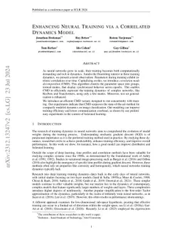 Enhancing Neural Training via a Correlated Dynamics Model