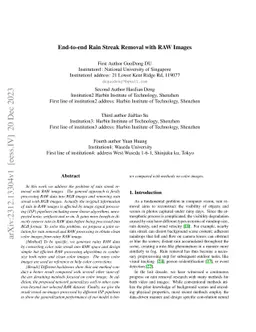 End-to-end Rain Streak Removal with RAW Images
