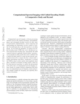 Computational Spectral Imaging with Unified Encoding Model: A
  Comparative Study and Beyond