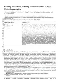 Learning the Factors Controlling Mineralization for Geologic Carbon
  Sequestration