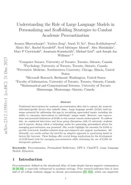 Understanding the Role of Large Language Models in Personalizing and
  Scaffolding Strategies to Combat Academic Procrastination