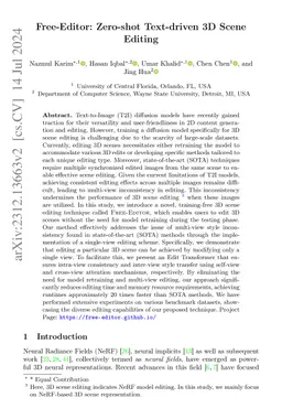 Free-Editor: Zero-shot Text-driven 3D Scene Editing