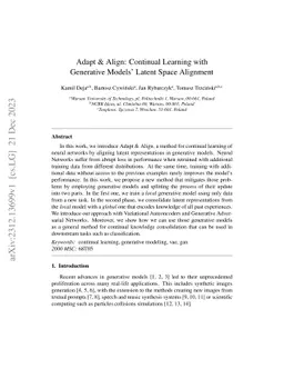 Adapt & Align: Continual Learning with Generative Models Latent Space
  Alignment