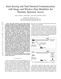 Joint Sensing and Task-Oriented Communications with Image and Wireless
  Data Modalities for Dynamic Spectrum Access