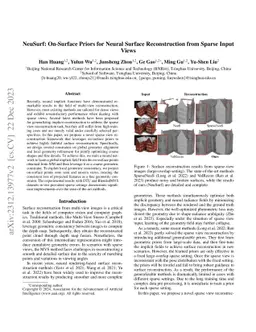 NeuSurf: On-Surface Priors for Neural Surface Reconstruction from Sparse
  Input Views