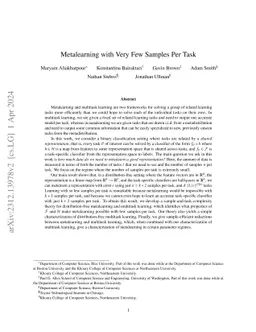 Metalearning with Very Few Samples Per Task