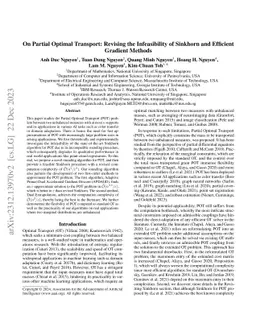 On Partial Optimal Transport: Revising the Infeasibility of Sinkhorn and
  Efficient Gradient Methods