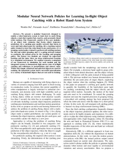 Modular Neural Network Policies for Learning In-Flight Object Catching
  with a Robot Hand-Arm System