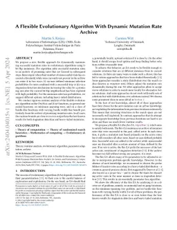 A Flexible Evolutionary Algorithm With Dynamic Mutation Rate Archive
