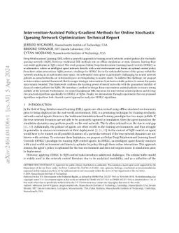 Intervention-Assisted Policy Gradient Methods for Online Stochastic
  Queuing Network Optimization: Technical Report
