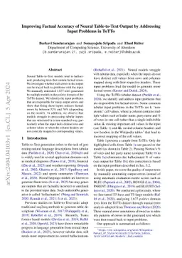 Improving Factual Accuracy of Neural Table-to-Text Output by Addressing
  Input Problems in ToTTo