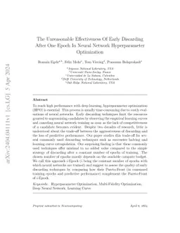 The Unreasonable Effectiveness Of Early Discarding After One Epoch In
  Neural Network Hyperparameter Optimization