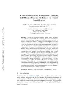 Cross-Modality Gait Recognition: Bridging LiDAR and Camera Modalities
  for Human Identification