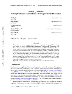 Growing Q-Networks: Solving Continuous Control Tasks with Adaptive
  Control Resolution