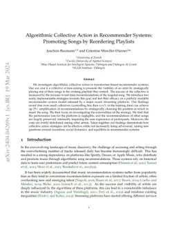 Algorithmic Collective Action in Recommender Systems: Promoting Songs by Reordering Playlists
