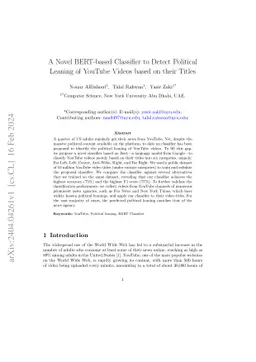 A Novel BERT-based Classifier to Detect Political Leaning of YouTube
  Videos based on their Titles