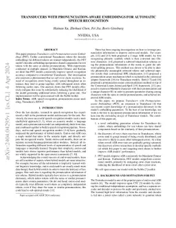 Transducers with Pronunciation-aware Embeddings for Automatic Speech
  Recognition
