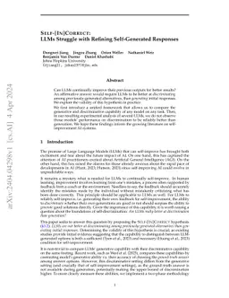 SELF-[IN]CORRECT: LLMs Struggle with Refining Self-Generated Responses