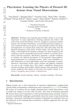 PhysAvatar: Learning the Physics of Dressed 3D Avatars from Visual
  Observations