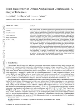Vision Transformers in Domain Adaptation and Generalization: A Study of
  Robustness