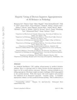 Majority Voting of Doctors Improves Appropriateness of AI Reliance in
  Pathology