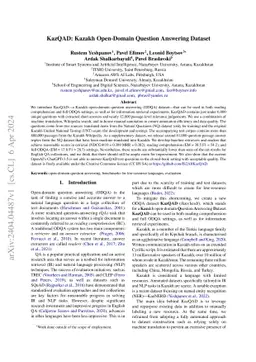 KazQAD: Kazakh Open-Domain Question Answering Dataset