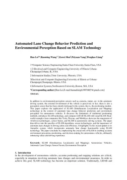 Automated Lane Change Behavior Prediction and Environmental Perception
  Based on SLAM Technology