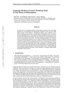 Language Models as Critical Thinking Tools: A Case Study of Philosophers