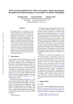 IITK at SemEval-2024 Task 10: Who is the speaker? Improving Emotion
  Recognition and Flip Reasoning in Conversations via Speaker Embeddings