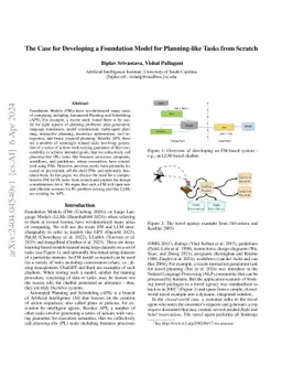 The Case for Developing a Foundation Model for Planning-like Tasks from
  Scratch