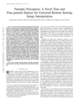 Panoptic Perception: A Novel Task and Fine-grained Dataset for Universal
  Remote Sensing Image Interpretation