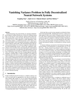 Vanishing Variance Problem in Fully Decentralized Neural-Network Systems
