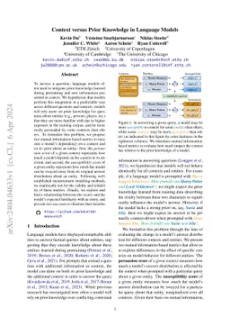 Context versus Prior Knowledge in Language Models