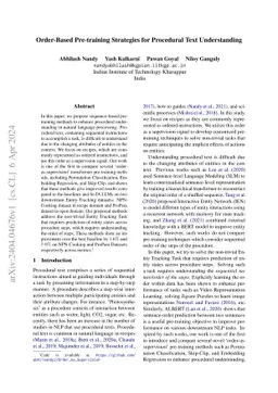 Order-Based Pre-training Strategies for Procedural Text Understanding