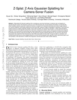 Z-Splat: Z-Axis Gaussian Splatting for Camera-Sonar Fusion