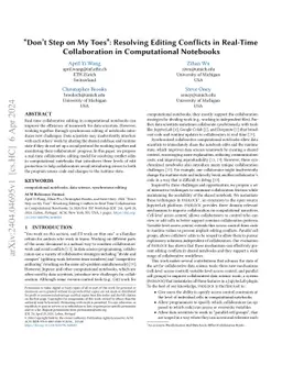 "Don't Step on My Toes": Resolving Editing Conflicts in Real-Time
  Collaboration in Computational Notebooks