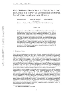 What Happens When Small Is Made Smaller? Exploring the Impact of
  Compression on Small Data Pretrained Language Models