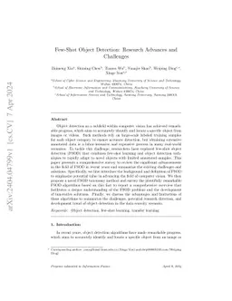 Few-Shot Object Detection: Research Advances and Challenges