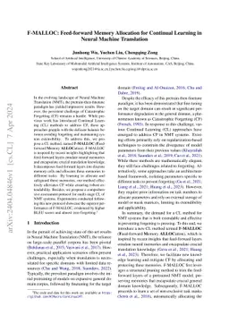 F-MALLOC: Feed-forward Memory Allocation for Continual Learning in
  Neural Machine Translation