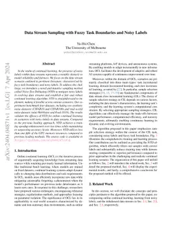Data Stream Sampling with Fuzzy Task Boundaries and Noisy Labels