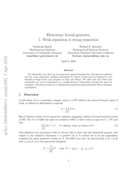 Elementary fractal geometry. 5. Weak separation is strong separation