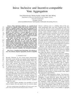 Iniva: Inclusive and Incentive-compatible Vote Aggregation